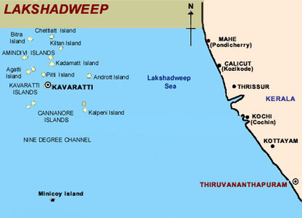 Laccadive Islands Map   Lakshwadweep Map 