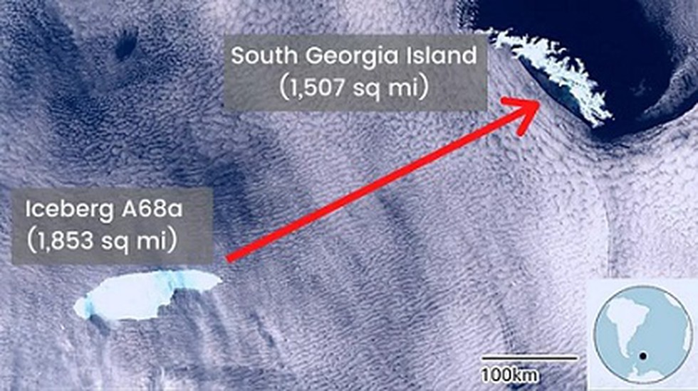 The giant Antarctic iceberg A68a has become a cause for concern for South Georgia Island.