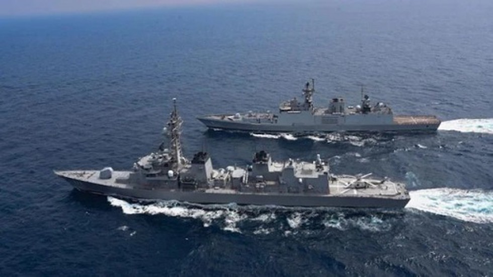 Indian Navy Ships INS Satpura and INS Kiltan along with P8I Long Range ...